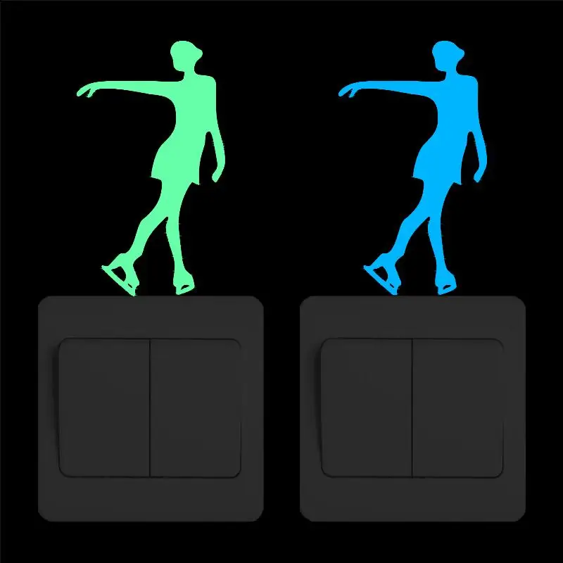 

Glow in the Dark Modern Figure Skating Switch Sticker Winter Sport Wall Stickers Home Decor Luminous Decals for Kids Rooms DIY