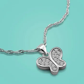 

women's 925 sterling silver pendant necklaces The butterfly pendant 46cm chain Solid silver charm jewelry Valentine's day gifts