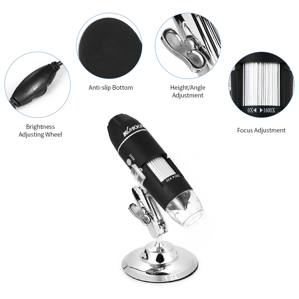 1600X цифровой микроскоп KKmoon USB микроскопический эндоскоп с OTG светодиодной лупой