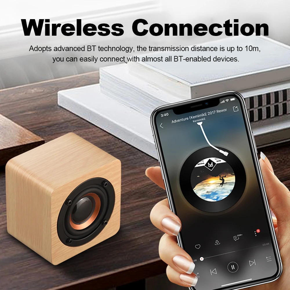 Q1 мини деревянный Bluetooth динамик беспроводной сабвуфер сильный бас мощный