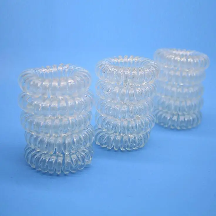 

10 PCS 3.5 CM Telephone Line Cord Bobble Rubber Bands Tie Transparent Clear Gum Elastic Hair Bands Hair Accessories For Women