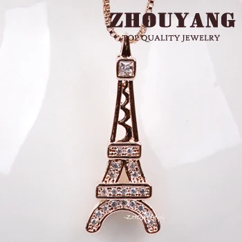 

ZHOUYANG Top Quality ZYN366 Concise Tower Rose Gold Color Fashion Pendant Jewelry Made with Austria Crystal Wholesale
