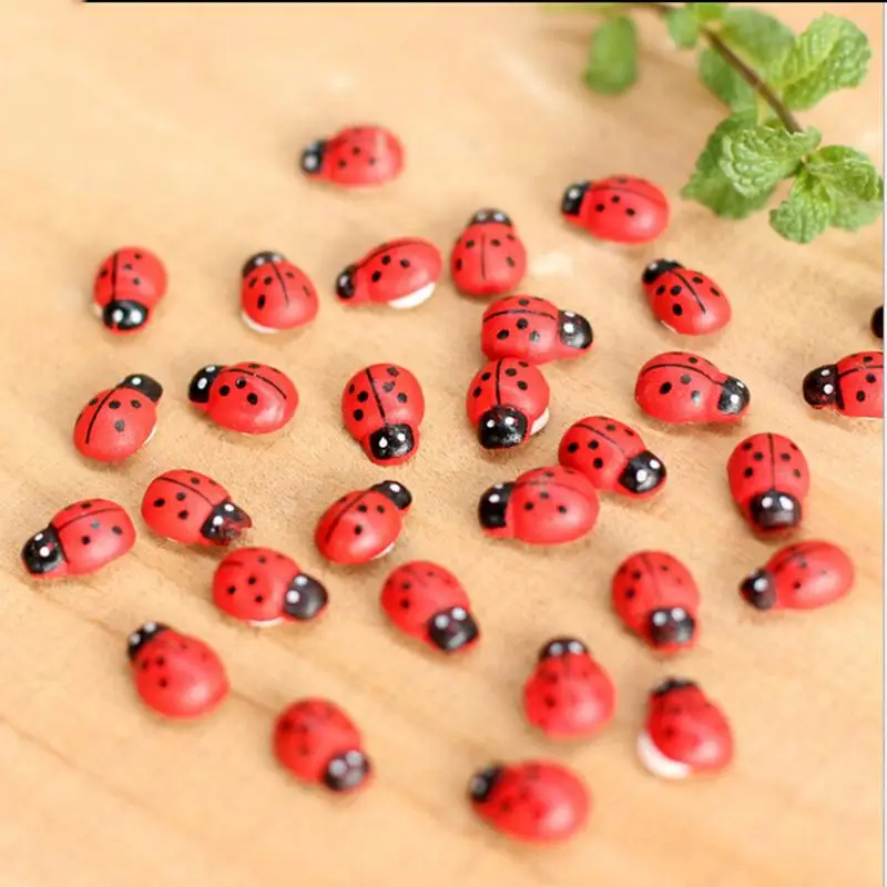 10 шт./лот мини-Божья коровка форма Coccinella Septempunctata изделия из смолы DIY маленький сад Декор игрушки Фигурки миниатюрные игрушки