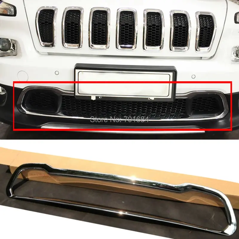 Car New Adhesive Type ABS Front Bumper Protector Guard Cover Frame For Jeep Cherokee 2013 2014 2015 2016 [QPA384]