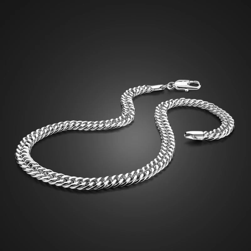 

New fashion sterling silver men's necklace. 100% solid 925 silver 7MM 51cm whip chain necklace punk style men's jewelry pendant