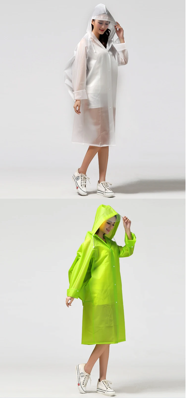 Women Transparent Portable Long Raincoats 22