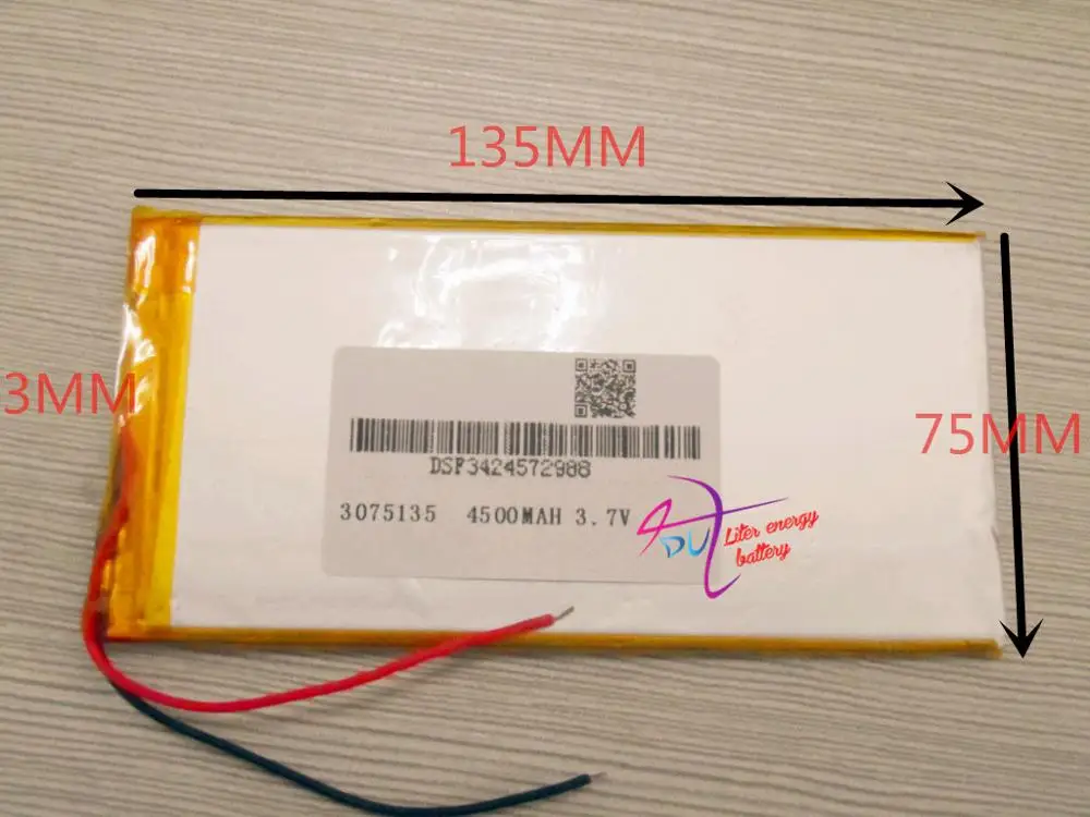 best battery brand Free shipping 3.7 V lithium polymer 4500 mah and 9 inches tablet batteries large volume thin 3075135 |