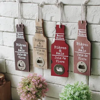 

50pcs Restaurant Bar Cafe Home Wall Decoration Vintage Wood handcraft Creative Beer Bottle Opener Free Shipping