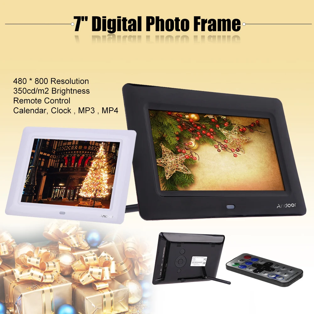 Andoer 7 ''HD TFT-LCD цифровая фоторамка с слайд-шоу часы MP3 MP4 видеоплеер с удаленным рабочим столом