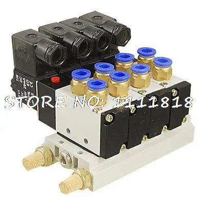 DC 12V 5/16&quot Quick Fitting 2 Position 4 Solenoid Valve w Base Muffler | Обустройство дома