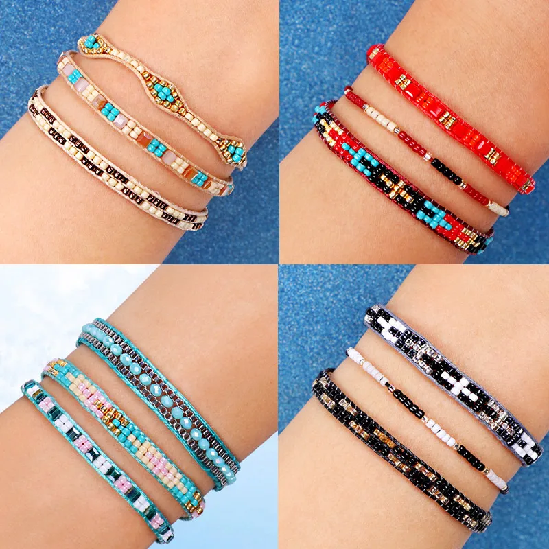 

DIEZI Bohemia Ethnic Handmade Weave Rope Chain Bracelets For Women Acrylic Beads Strand Bracelet Bangles Sets Jewelry Gifts