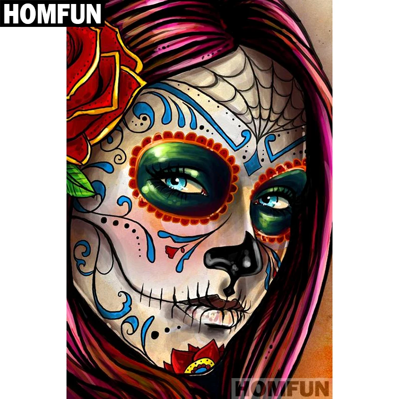 

HOMFUN Full Square/Round Drill 5D DIY Diamond Painting "Skull girl" Embroidery Cross Stitch 5D Home Decor Gift A01786