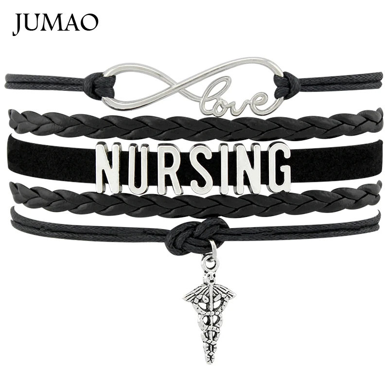 

Infinity Love Nurse Charms Braided Bracelets Nursing Heart Medical Wrap Bracelets For Women Jewelry Drop Shipping