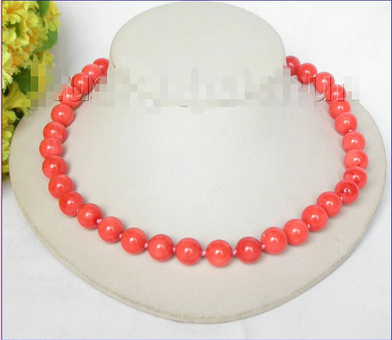 

>>> >>>GENUINE 17" 11MM ROUND PINK CORAL NECKLACE 925 silver clasp j8013