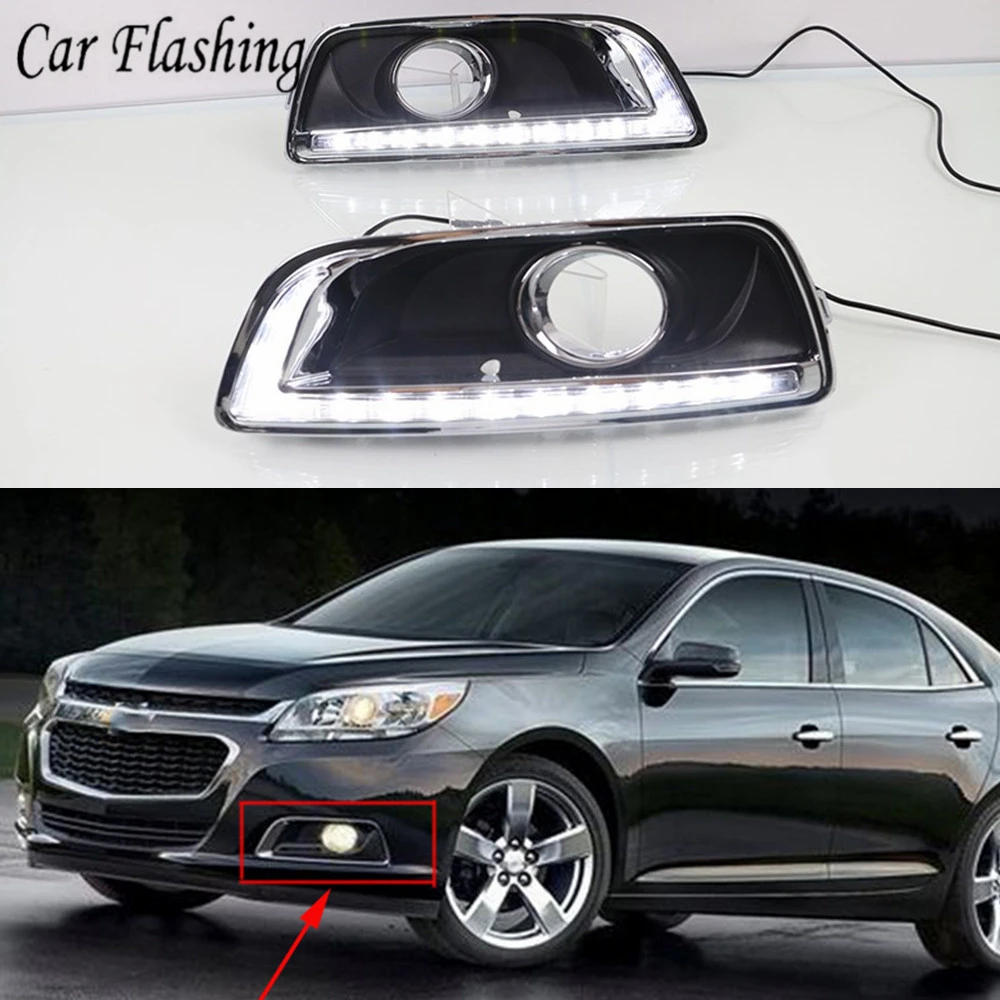 

DRL For Chevrolet Malibu 2012 2013 2014 2015 Daytime Running Lights fog lamp cover headlight 12V Daylight car-styling Chevy
