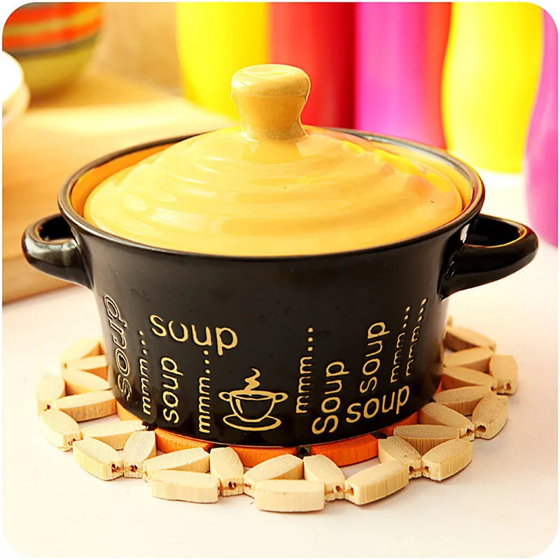

Round Hollow Bamboo Color Placemat Pad Desk Table Coasters Heat Insulation Hollow Pot Cup Mats Placemat For Dining Table