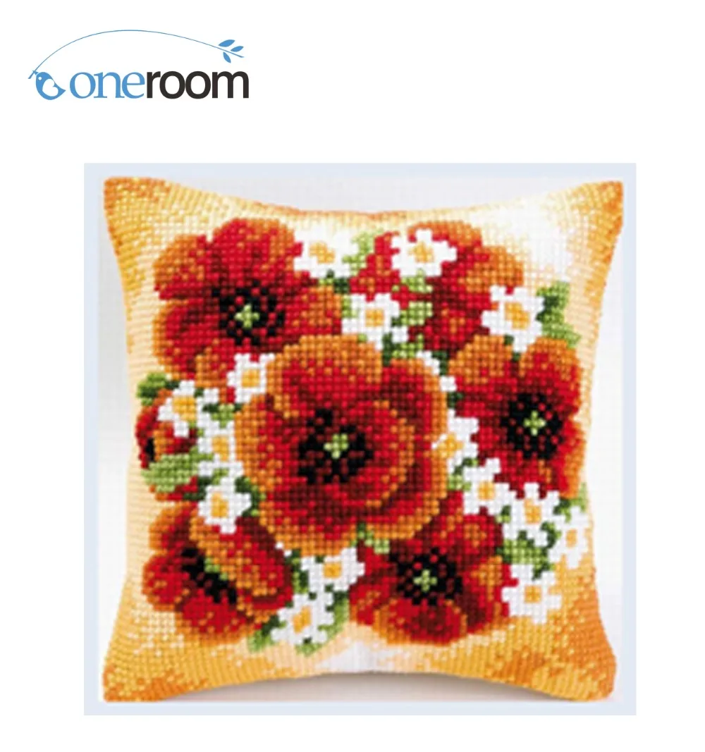 

CX0438 Needlework Kit Unfinished Acrylic Yarn Embroidery Pillow Tapestry Canvas Cushion Front Cross Stitch Pillowcase