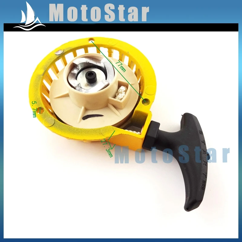 

Yellow Aluminum Kids ATV Pull Start Recoil Starter Part For 2 Stroke 47cc 49cc Engine Pocket Bike Mini Moto Dirt Quad