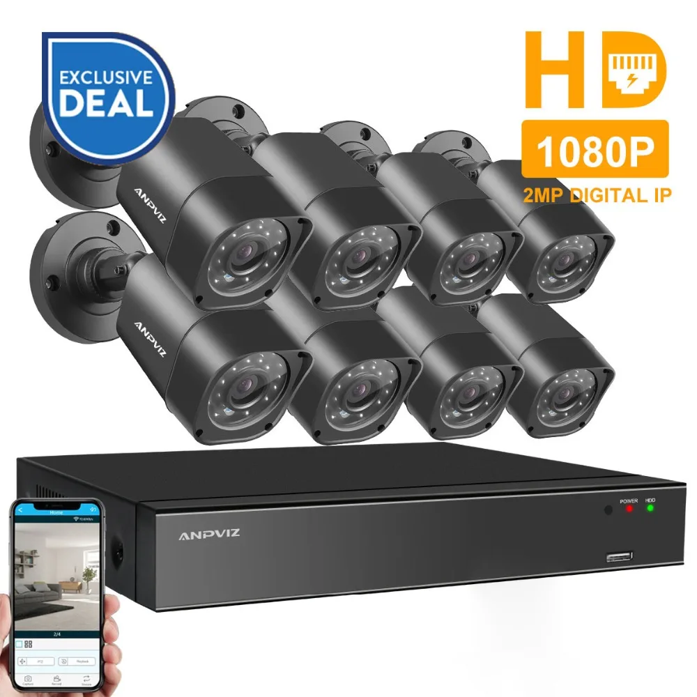 Achat Anpviz 8CH 1080 p HDMI POE NVR Kit CCTV Caméra Système 2MP Extérieure de Sécurité IP Caméra P2P Vidéo Surveillance Système ensemble HDD Option