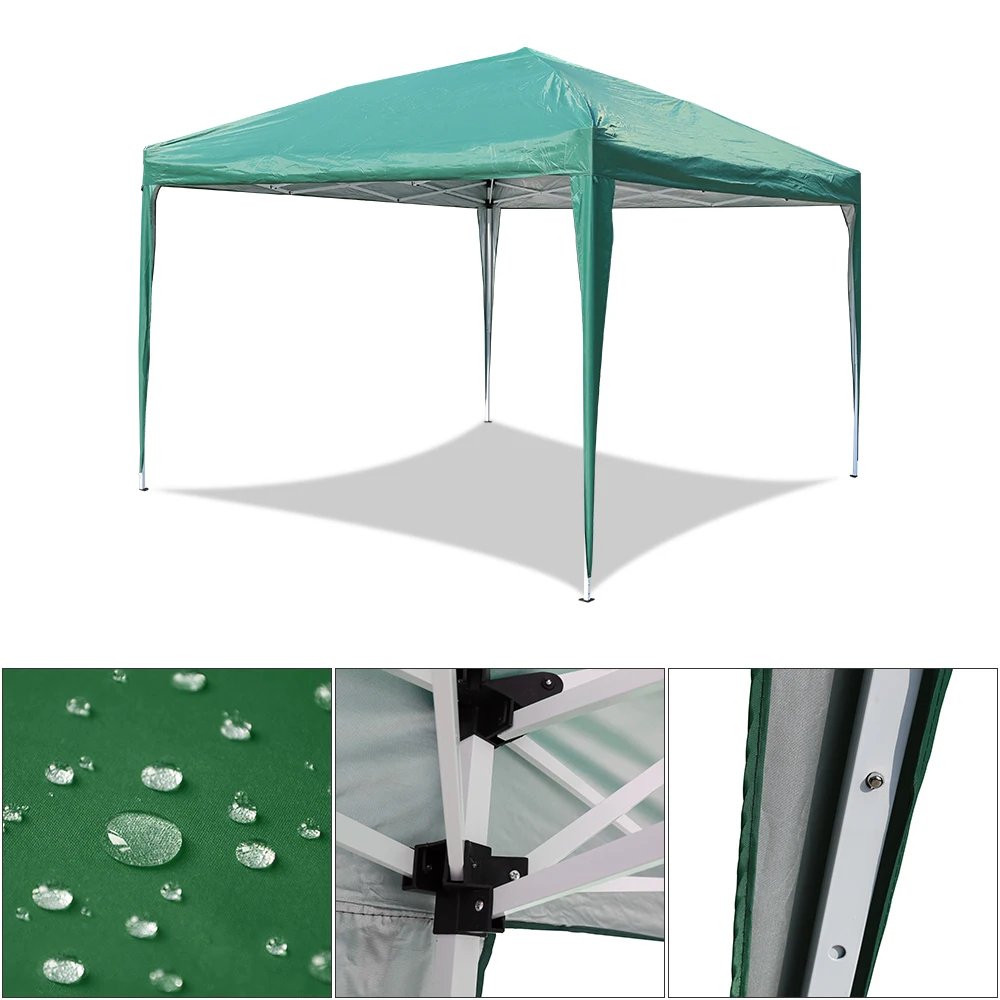 

Green 3x3M Waterproof Oxford roof Folding gazebo awning canopy Marquee Outdoor Party Wedding Birthday Event NO Side wall