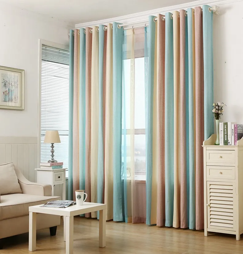 Striped Printed Window Curtains for the Bedroom Fancy Children Modern Curtains for Living Room Faux Linen Curtains for Kids 5