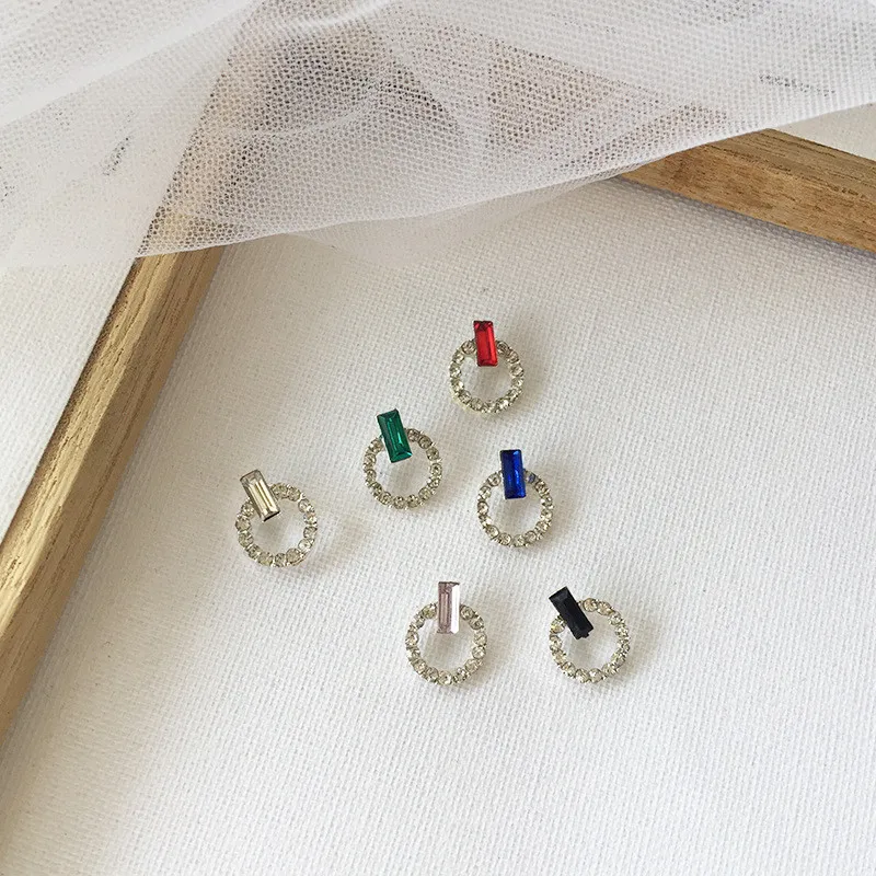 

Korean Simple Geometric Round Circle Rhinestone Woman Girls Stud Earrings Fashion Jewelry Holiday-KQQE