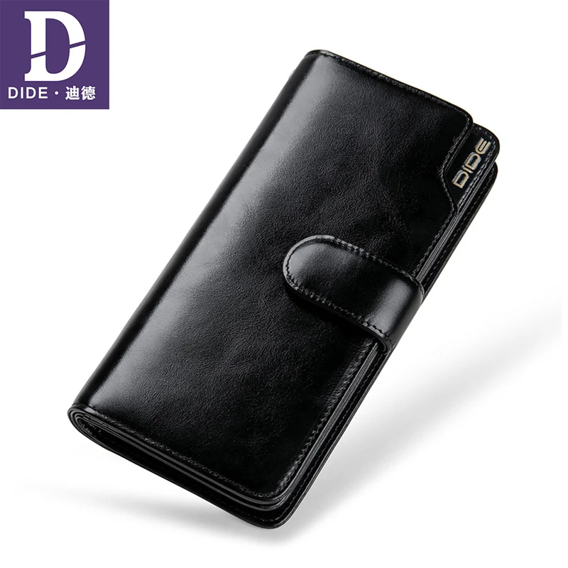 

DIDE Business Casual Long Wallet Genuine Leather Unisex Wallets For Teenager Coin Purse Clutch Bag Card Holder Wallet Men/Women