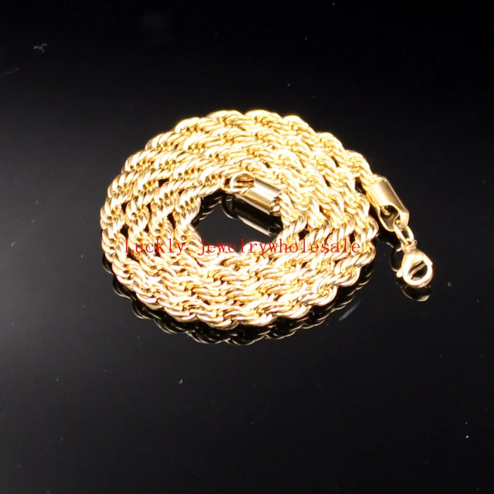 GNNAY 5 шт. в партии золото 4 мм витая веревка цепи ожерелье из нержавеющей стали мужские ювелирные изделия 1"-28"