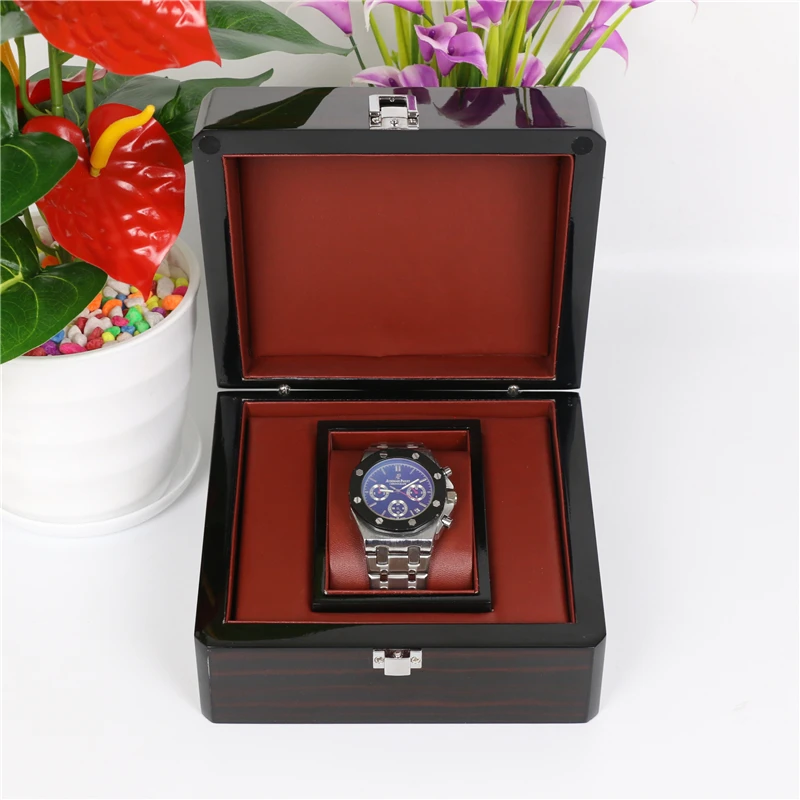High Quanlity Mens Watch Box With Lock Black Watch Storage Boxes