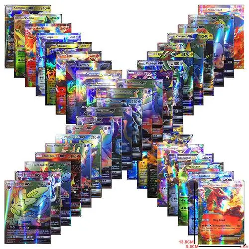 

80 Pcs GX MEGA Poke mons Flash Cards Battle Toys for Children Common English Editio Cartoon Collection Game Collection Cards