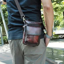 Натуральная кожа Для мужчин многофункциональный дизайн маленький Crossbody одно плечо мешок моды Пояс Сумка портсигар 611-18bu