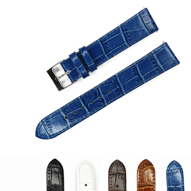 

Watch strap 18mm 20mm Watch Band White Soft Thin Watchband Genuine Leather Strap For Hours For Man Woman Blue Black Brown Belt
