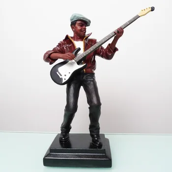 

Temple painted American Country Pub Band Guitar Player Bust Figurine Handmade Resin Lead Vocalist Model Art and Craft Ornament