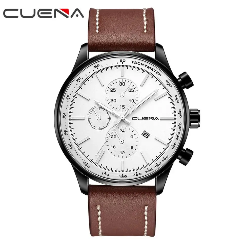 

2018 CUENA Watches Men Luxury Brand Chronograph Men Sports Watches Waterproof Quartz men quartz watches stainless steel