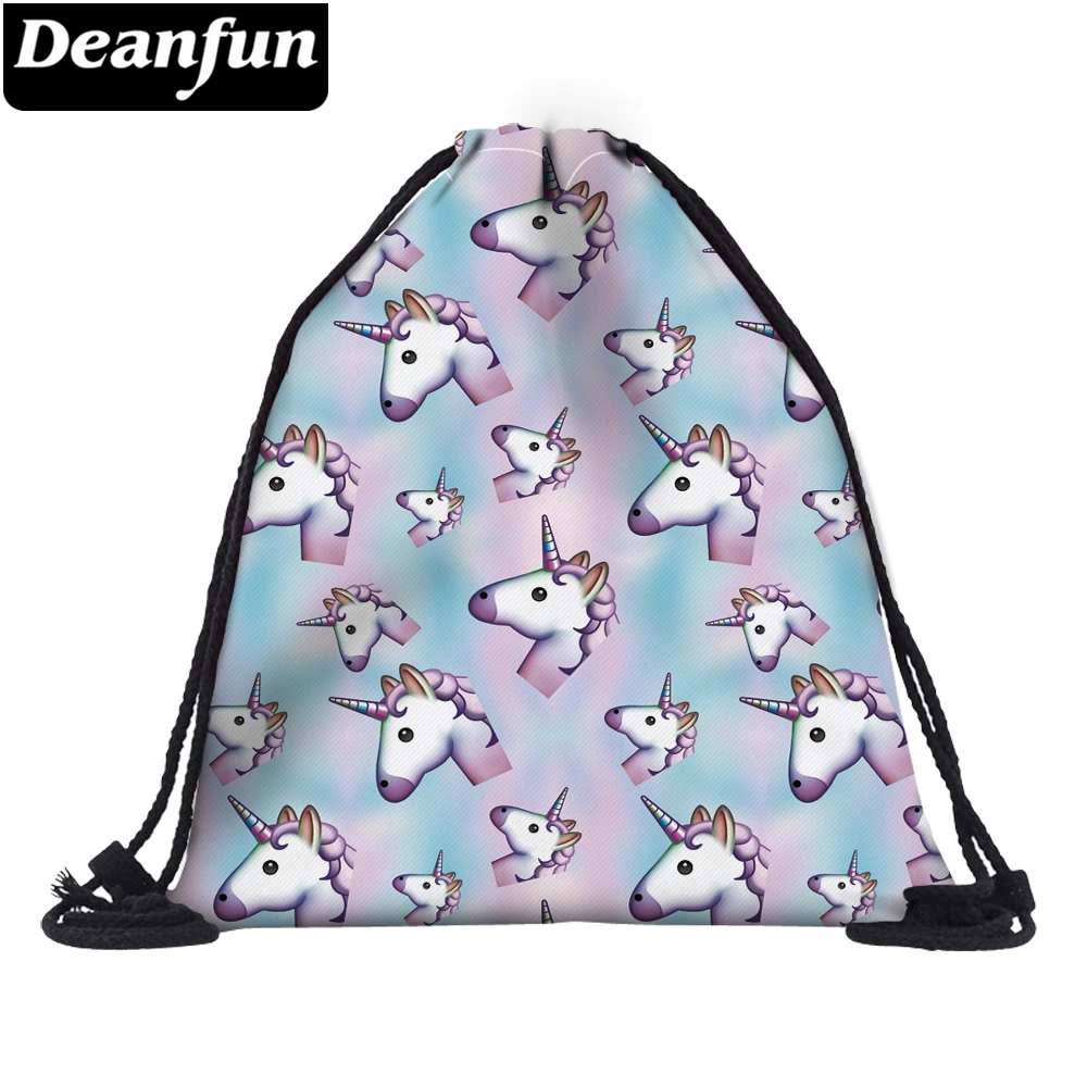 Сумка на шнурке Deanfun с единорогом милые школьные сумки из полиэстера для девочек
