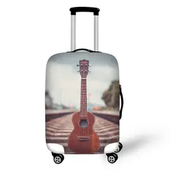 Музыка Гитары принт путешествия багаж чемодан защитный чехол стрейч водонепроницаемый портативный Багаж Чехлы дождевик