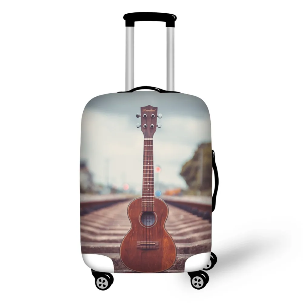 Music guitar print travel luggage suitcase protective cover stretch waterproof portable luggage