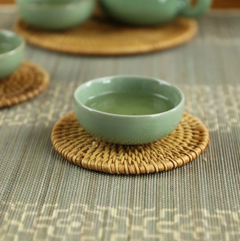 2pcslot round rattan bowl coaster table mats placemats dining table mats kitchen bars restaurant pads - Kitchen Table Mats 2pcslot round rattan bowl coaster table mats placemats dining table mats kitchen bars restaurant pads - Kitchen Table Mats