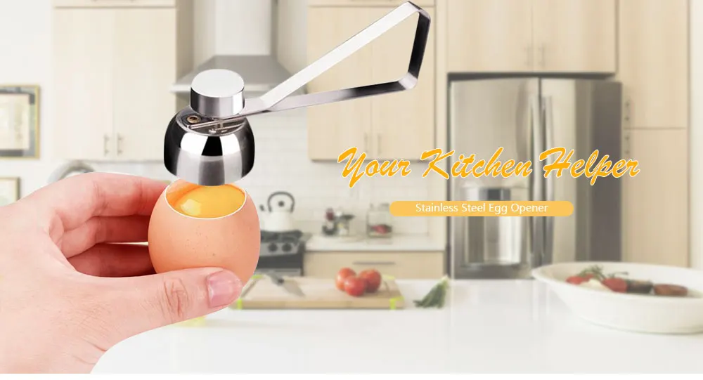 Stainless Steel Egg Opener Measuring Ball Eggshell Top Cracker