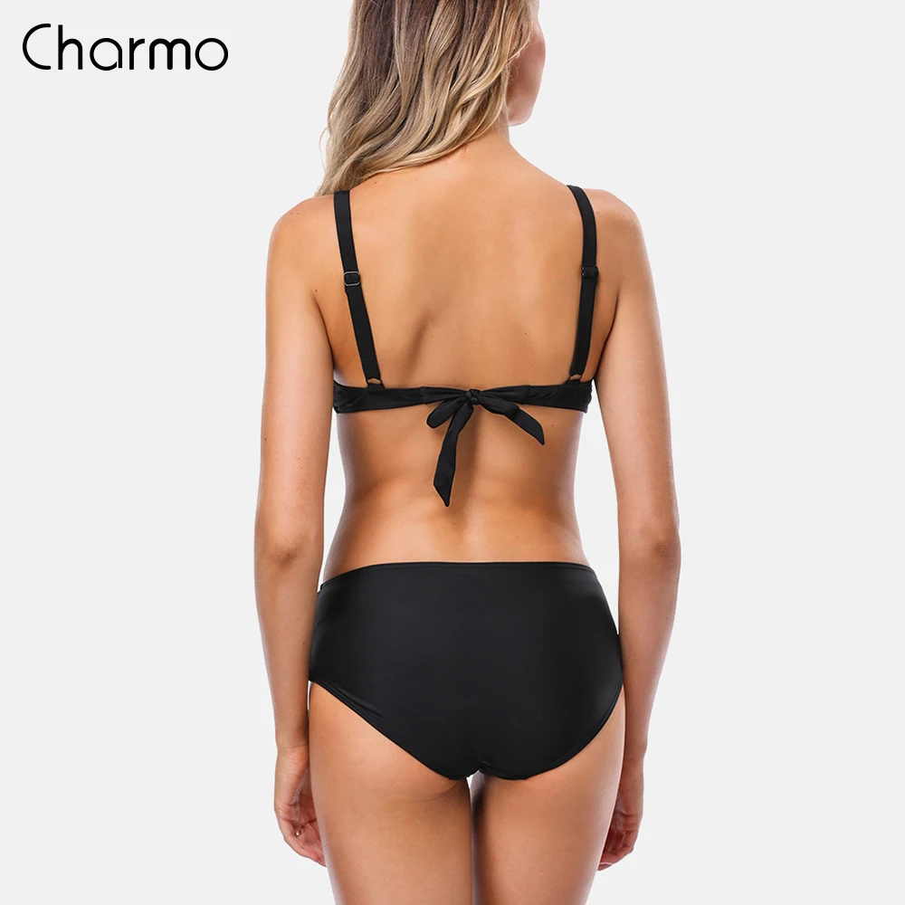 Комплект бикини Charmo женский в полоску купальный костюм с регулируемыми лямками