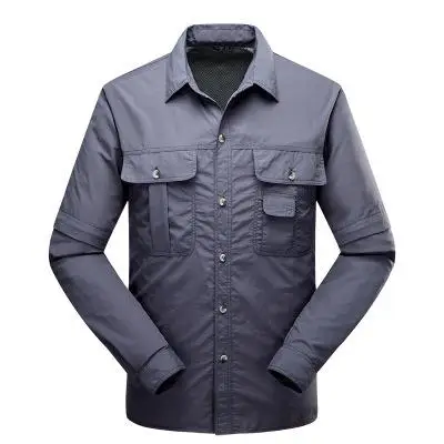 Новая быстросохнущая уличная Мужская тактическая рубашка дышащая снимаемая Одежда Camisa Pesca Спортивная рыбацкий трекинговый походная одежда - Цвет: 1