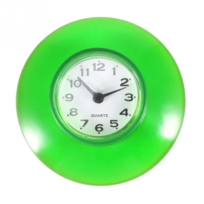 Милые мини-часы для кухни на присоске, настенные часы для душа, водонепроницаемые настенные часы с таймером, зеркальные часы для душа, украшения - Цвет: Зеленый
