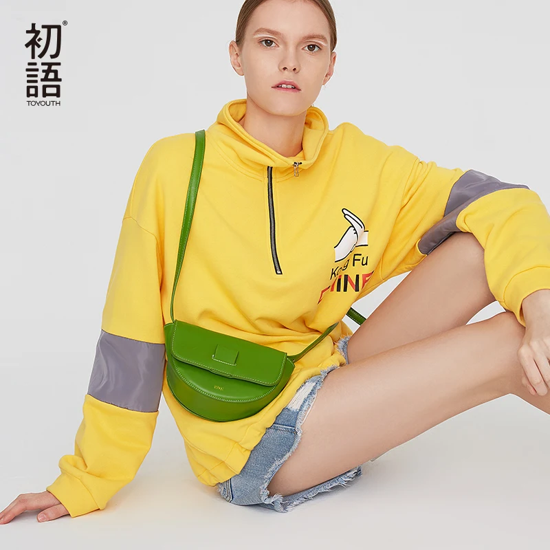 Toyouth женщин пуловер Печатных Толстовка Harajuku топы с длинными рукавами Mujer письмо