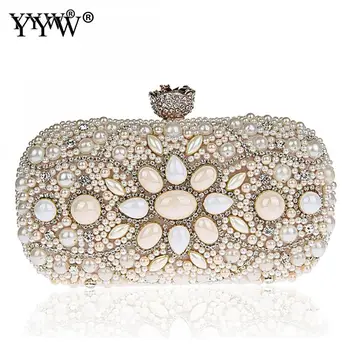 

YYW Women Evening Clutches Bags Ladies Wedding Clutch Female Party Bags For Women 2018 Fashion Luxury Plastic Pearl Shoulder Bag