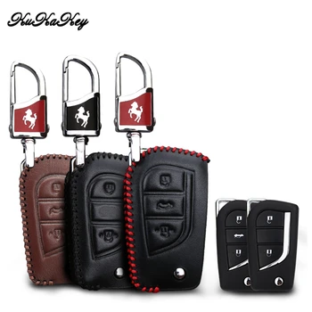 

Leather Car Key Cover For Toyota Auris Corolla EX VIOS Avensis Verso Yais Aygo Scion TC IM Horse Pattern Metal Car Key Holder