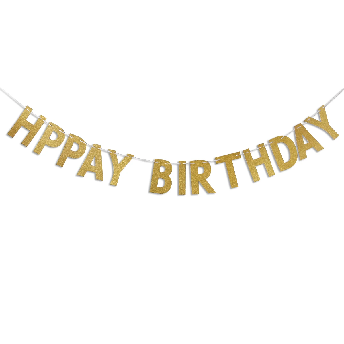 

Happy Birthday Banner Chic Glitter Gold Party Decorations Versatile Beautiful Bunting Flag Garland