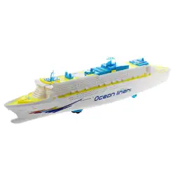 Океанский лайнер круиз корабль лодка Электрический игрушка МИГАЕТ светодио дный огни звуки дети ребенок синий + желтый
