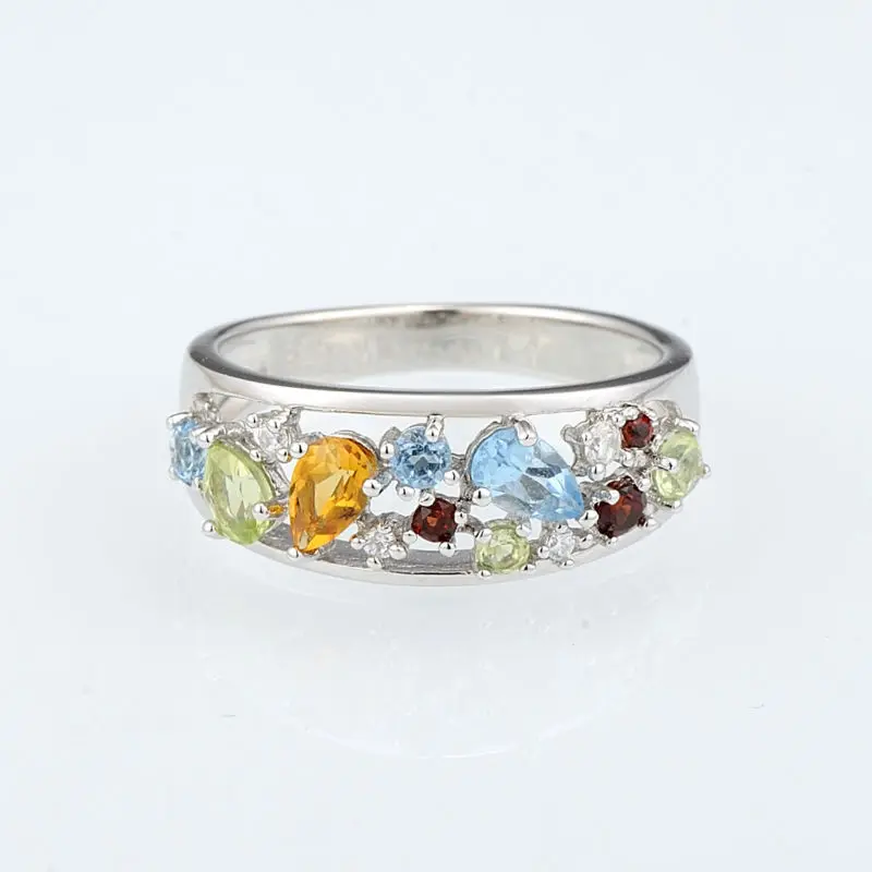 SANTUZZA серебряное кольцо для женщин, 925 пробы, сверкающее серебро, роскошные кольца, красочные драгоценные камни, модные вечерние ювелирные изделия