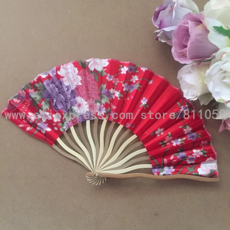 30 шт/партия разные цвета и цветочный узор китайские ручные вееры шелковая ткань