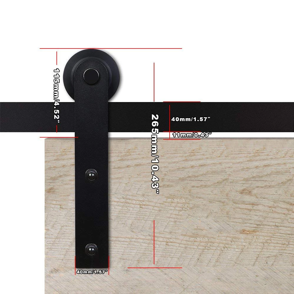 LWZH America Style Black Steel I- Shaped Rollers Track Rail Bypass Sliding Barn Door Hardware Kit for Bypass Barn Double Door